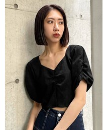 EMODA | フロントギャザーショートトップ(Tシャツ/カットソー)