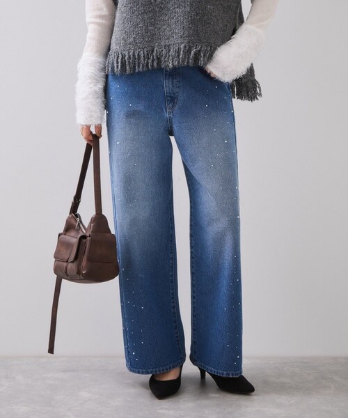 VIS(ビス)の「ビジューデニムパンツ(デニムパンツ・レディース・ベージュ/ブルー・M/S)」の8枚目の写真