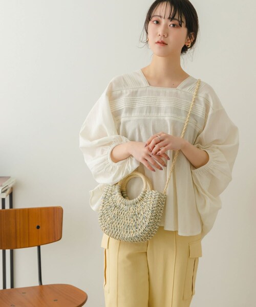 RODE SKO（ロデスコ）の「ミニラウンドハンドルカゴバッグ（かごバッグ・レディース・GRAY MIX/BEIGE MIX/NATURAL・one）」の12枚目の写真