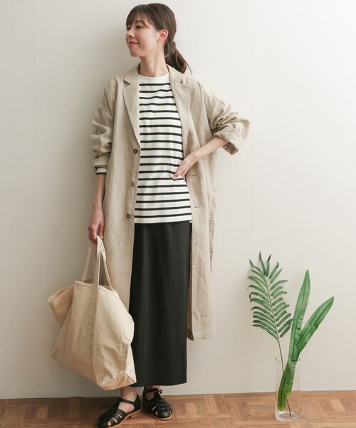 URBAN RESEARCH DOORS(アーバンリサーチドアーズ)の「リネンワイドチェスターコート(チェスターコート・レディース・NATURAL/BLUE・1)」の12枚目の写真