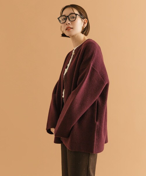 URBAN RESEARCH ROSSO（アーバンリサーチロッソ）の「F by ROSSO　ハミルトン接結ニットコート（テーラードジャケット・レディース・L/GREIGE/GRAY/D/CHERRY・Free）」の7枚目の写真