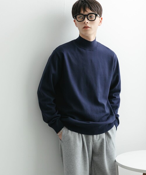 SENSE OF PLACE by URBAN RESEARCH(センスオブプレイスバイアーバンリサーチ)の「ストレッチモックネックニット(ニット/セーター・メンズ・IVORY/BLACK/BROWN/COGNAC/BLK×IVO/L.BLUE/NAVY・M/L)」の9枚目の写真