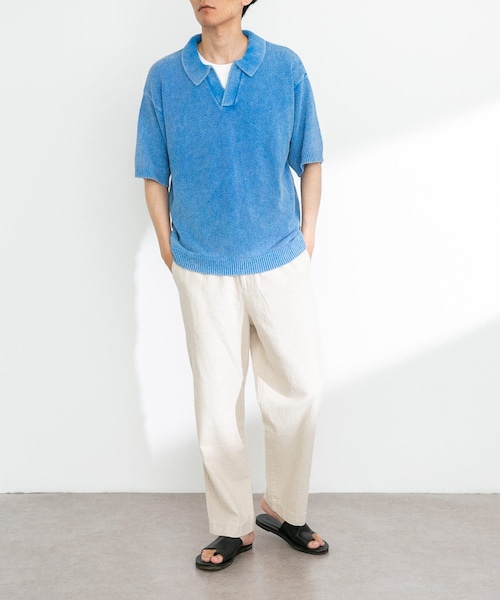 URBAN RESEARCH Sonny Label（アーバンリサーチサニーレーベル）の「インディゴパイルスキッパーポロシャツ（ポロシャツ・メンズ・ライトインディゴ/インディゴ・M/L）」の2枚目の写真