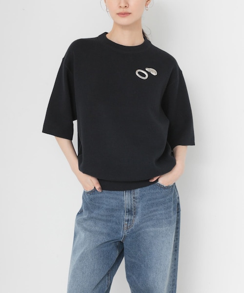 URBAN RESEARCH(アーバンリサーチ)の「コットンカシミヤハーフスリーブニット(ニット/セーター・レディース・OFF WHITE/GRAY/DRK NAVY・Free)」の3枚目の写真