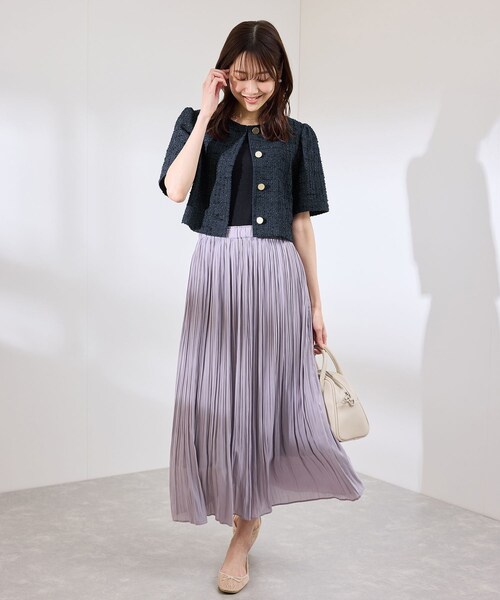 ROPE' PICNIC（ロペピクニック）の「【サマー・ツイード】金ボタンカーディジャケット（ノーカラージャケット・レディース・チャコール/ライトグレー/ホワイト/ネイビー・38）」の22枚目の写真