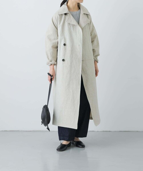 かぐれ（カグレ）の「『ユニセックス』コットンリネンオーバートレンチコート（ステンカラーコート・レディース・L/BEIGE/BEIGE・1/2）」の7枚目の写真