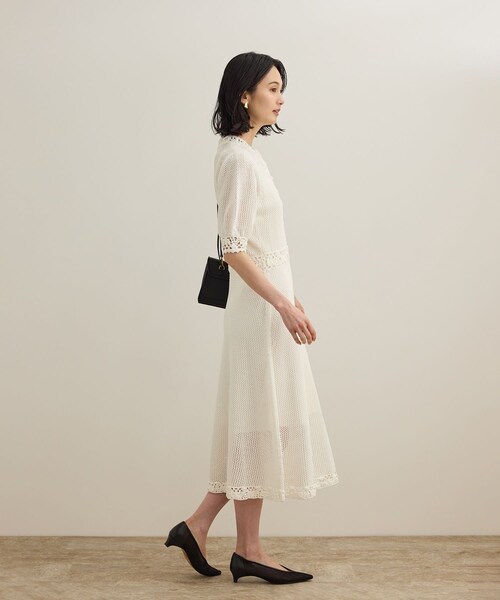 ROPE'（ロペ）の「クロシェニットワンピース/洗える（ワンピース・レディース・ホワイト/ネイビー・F）」の9枚目の写真