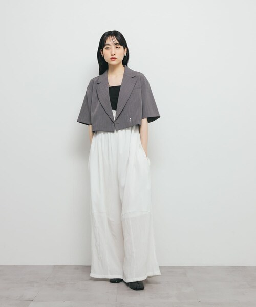 KBF（ケイビーエフ）の「ストライプショートジャケット（テーラードジャケット・レディース・IVORY/CHARCOAL・one）」の17枚目の写真