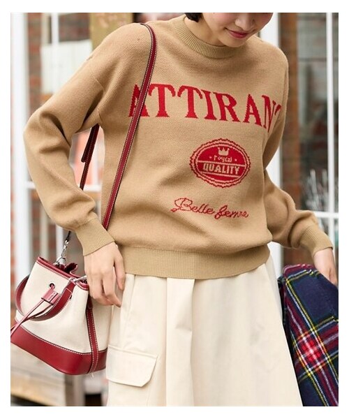 nissen（ニッセン）の「大きいサイズ カラー配色ジャガードロゴニット（ニット/セーター・レディース・ベージュ×レッド/ライトグレー×グリーン/ネイビー×レモンイエロー・L/LL/3L/4L/5L/6L/8L/10L）」の18枚目の写真