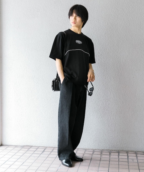 SENSE OF PLACE by URBAN RESEARCH(センスオブプレイスバイアーバンリサーチ)の「ブロックドデザインTシャツ(5分袖)(Tシャツ/カットソー・メンズ・BLK×WHT/GRN×ORG/BLU×YEL・M/L)」の10枚目の写真