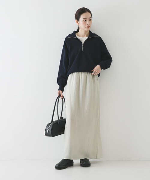 URBAN RESEARCH（アーバンリサーチ）の「ハーフジップスウェットニット（スウェット・レディース・OFF WHITE/YELLOW/NAVY・Free）」の19枚目の写真