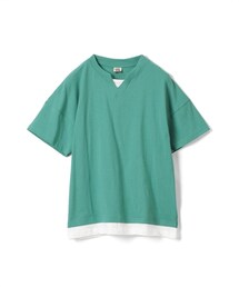 nissen | 綿100％フェイクレイヤードキーネックTシャツ(Tシャツ/カットソー)