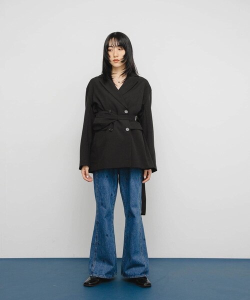 KBF（ケイビーエフ）の「バッグSETダブルジャケット（テーラードジャケット・レディース・BROWN MIX/GRAY MIX/BLACK・one）」の8枚目の写真