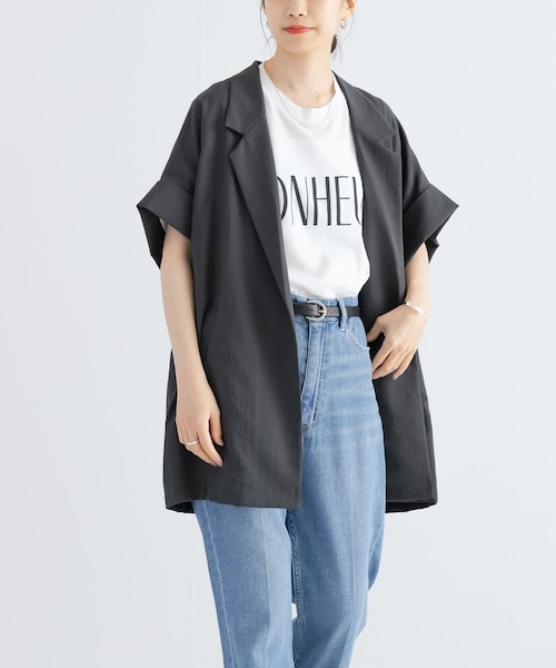 URBAN RESEARCH（アーバンリサーチ）の「ハーフスリーブジャケット（テーラードジャケット・レディース・CHARCOAL/IVORY・FREE）」の2枚目の写真