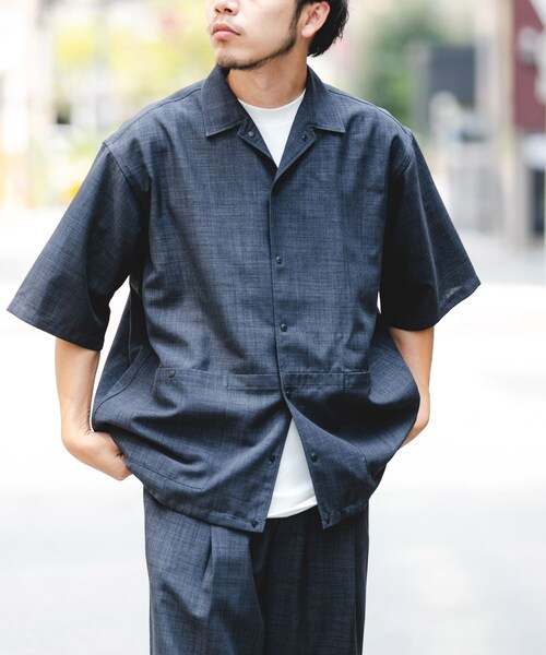 EKAL（エカル）の「『吸水速乾/UVカット/UR TECH』ハイツイストショートスリーブシャツ（シャツ/ブラウス・メンズ・モカグレー/チャコール・M/L）」の13枚目の写真