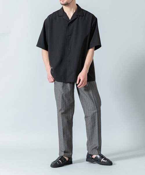 URBAN RESEARCH ROSSO（アーバンリサーチロッソ）の「『WEB限定』『セットアップ対応/XLサイズあり』リネンライクオープンカラー半袖オーバーシャツ（シャツ/ブラウス・メンズ・BLACK/LIGHT GRAY/NAVY・M/L/XL）」の21枚目の写真