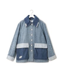 ADAM ET ROPE' | 【GANNI(ガニー)】Patchwork Denim Midi Jacket(デニムジャケット)