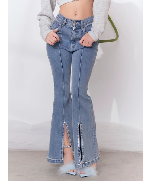 EATME（イートミー）の「フロントビジュースリットデニムパンツ（デニムパンツ・レディース・ブラック/アイスブルー・S/M）」の8枚目の写真