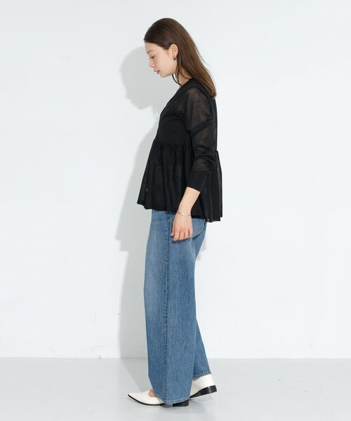 URBAN RESEARCH Sonny Label（アーバンリサーチサニーレーベル）の「シアーペプラムニットカーディガン（カーディガン/ボレロ・レディース・ライトグレー/バター/ブラック・FREE）」の10枚目の写真