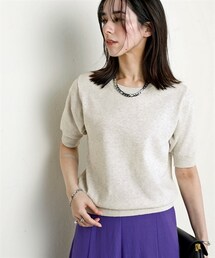 nissen | さらっとかるい綿混クルーネック半袖ニットトップス【接触冷感・毛玉になりにくい】<大きいサイズ有>(ニット/セーター)