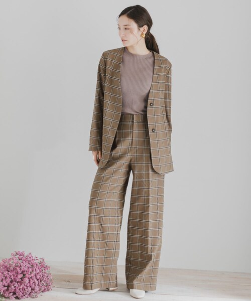 SENSE OF PLACE by URBAN RESEARCH（センスオブプレイスバイアーバンリサーチ）の「チェックノーカラージャケット（ノーカラージャケット・レディース・MOCHA/GREIGE・FREE）」の18枚目の写真