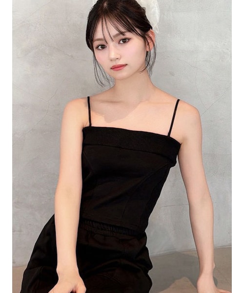 RESEXXY（リゼクシー）の「スウェットキャミトップス【セットアップ着用可能】（キャミソール・レディース・ライトグレー/チャコールグレー/ブラック・F）」の4枚目の写真