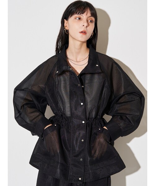 ELENDEEK（エレンディーク）の「MESH BONDING DRAWSTRING JK（ブルゾン・レディース・オフホワイト/ブラック・F）」の5枚目の写真