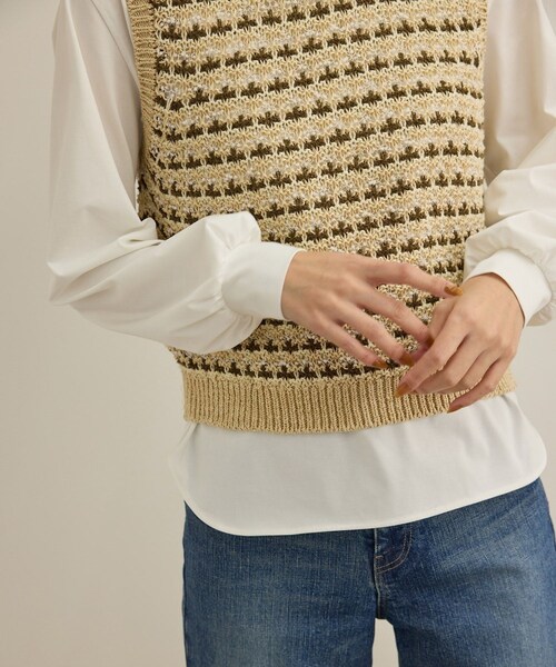 ROPE'(ロペ)の「【洗える】布帛コンビシャツカットソー(Tシャツ/カットソー・レディース・ブラック/ホワイト・F)」の7枚目の写真