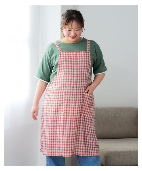 nissen（ニッセン）の「＜大きいサイズ＞ 薄くて軽いエプロン（エプロン・メンズ・赤系チェック/黒系チェック・L~LL/3L~4L/5L~6L/8L/10L）」の20枚目の写真
