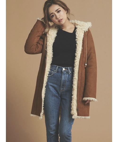 RESEXXY（リゼクシー）の「リバーシブル裏ボアムートンコート（ムートンコート・レディース・アイボリー/ブラック/ブラウン/ベージュ・F）」の6枚目の写真