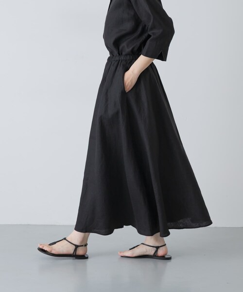 かぐれ（カグレ）の「リネンフレアスカート（スカート・レディース・BLACK/BROWN/BLUE GREEN・Free）」の4枚目の写真