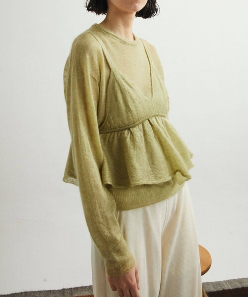 URBAN RESEARCH DOORS(アーバンリサーチドアーズ)の「unfil mohair&silk camisole top(キャミソール・レディース・lightgreen/off white/blue・1)」の2枚目の写真