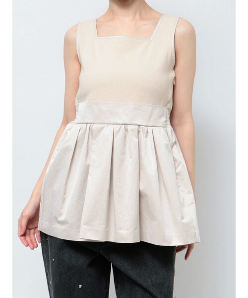 CALNAMUR（カルナムール）の「BACK RIBBON PEPLUM TOPS/バックリボンペプラムトップス（Tシャツ/カットソー・レディース・ブラック/ピンク/ベージュ・F）」の10枚目の写真