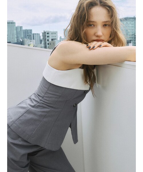 MERCURYDUO（マーキュリーデュオ）の「スーツライクコンビネゾン（つなぎ/オールインワン・レディース・グレー/ピンク・S/M）」の3枚目の写真