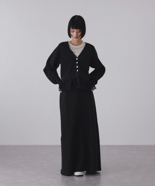 ADAM ET ROPE'（アダムエロペ）の「バテンレースコンビニットカーディガン（カーディガン/ボレロ・レディース・ブラック/ダークブラウン/キナリ・F）」の7枚目の写真