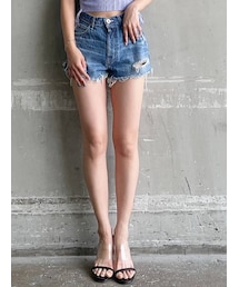 GYDA | BACK RIPPED デニムショートパンツ(デニムパンツ)