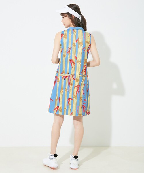 ROPE'（ロペ）の「【UV】【吸水速乾】バンブー柄プリントノースリーブワンピース（ワンピース・レディース・ブラック/ブルー・L/M/S）」の11枚目の写真