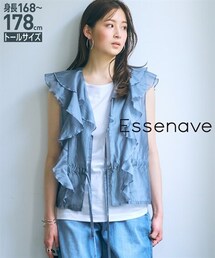 slattgir | 高身長　フリルブラウス２点セット（タンクトップ＋ブラウス）（トールサイズ）Essenave(シャツ/ブラウス)