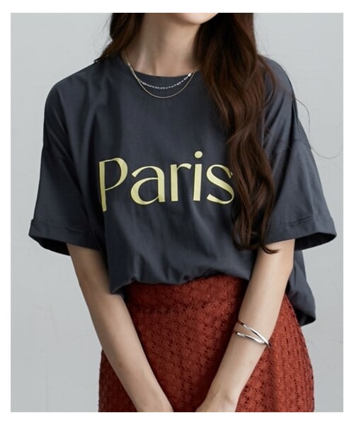 nissen（ニッセン）の「【Be praised】袖ロールアップTシャツ（Tシャツ/カットソー・レディース・チャコール(Paris)/ブルー(COLORE)/オフホワイト(COLORE)/黒(ETOILE)・M/L）」の14枚目の写真