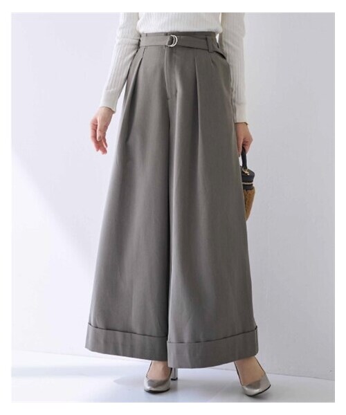 nissen（ニッセン）の「ワイドタックパンツ【OtonaSMILE】（パンツ・レディース・カーキグレー/黒・M/L/LL/3L）」の9枚目の写真