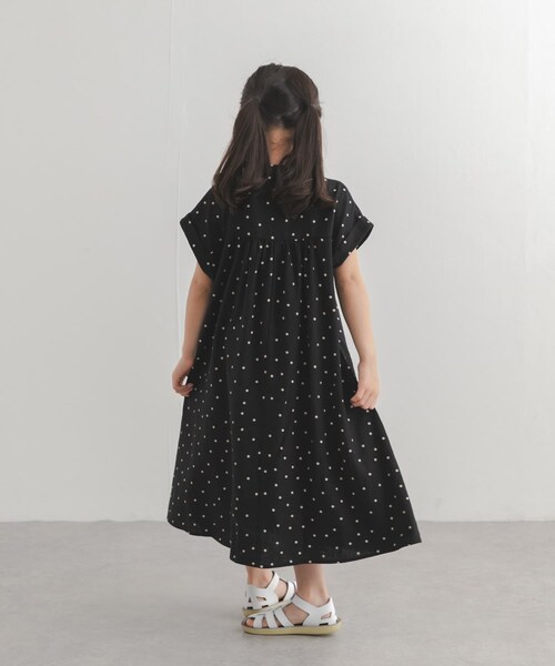 URBAN RESEARCH DOORS(アーバンリサーチドアーズ)の「『親子リンク』リネンリヨセルドットワンピース(KIDS)(ワンピース・キッズ・BLACK/NATURAL・105(100-110)/120(115-125)/135(130-140))」の20枚目の写真