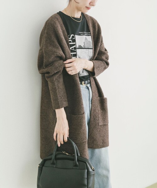 ITEMS URBANRESEARCH（アイテムズ アーバンリサーチ）の「ニットガウン（テーラードジャケット・レディース・GRY/BRN/L.KHK・FREE）」の22枚目の写真