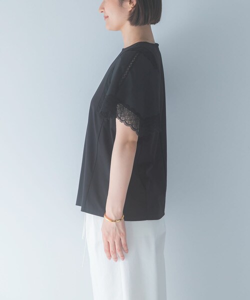URBAN RESEARCH ROSSO（アーバンリサーチロッソ）の「MARILYN MOON　LACED  SLEEVE CUTSEW（Tシャツ/カットソー・レディース・OWHITE/BLACK・Free）」の9枚目の写真