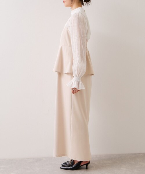 VIS（ビス）の「【WEB限定】美easyコンフォートツイルペプラム切替キャミワンピース/イージーケア・UVケア（ワンピース・レディース・グレー/ベージュ/ネイビー・F）」の18枚目の写真