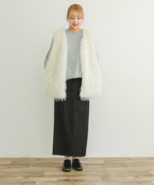 ITEMS URBANRESEARCH（アイテムズ アーバンリサーチ）の「フェイクファーベスト（テーラードジャケット・レディース・CHA/OFF・FREE）」の5枚目の写真