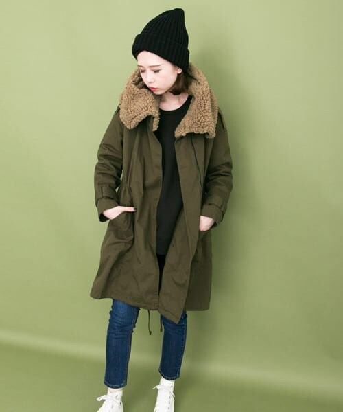 KBF（ケイビーエフ）の「WEB限定 2WAYモッズコート（モッズコート・レディース・CHARCOAL/KHAKI/NAVY・one）」の7枚目の写真