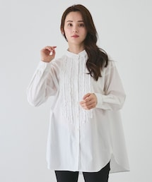 フリルピンタックチュニックブラウス