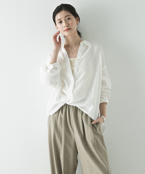 URBAN RESEARCH（アーバンリサーチ）の「リネン2WAYシャツ（シャツ/ブラウス・レディース・PINKSTRIPE/BROWN/BEIGE/BLUESTRIPE/WHITE/BEG STRIPE・Free）」の9枚目の写真