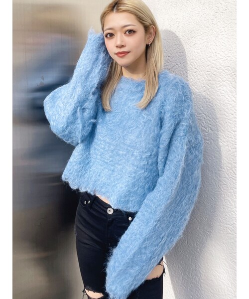 GYDA（ジェイダ）の「モヘアタッチシャギーショートニットトップス