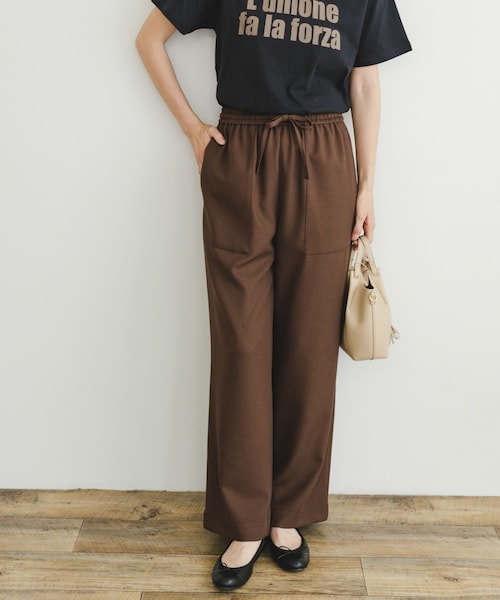 ITEMS URBANRESEARCH（アイテムズ アーバンリサーチ）の「リネンライクイージーワイドパンツ（その他パンツ・レディース・BRN/YEL/BLK/MOC・FREE）」の2枚目の写真